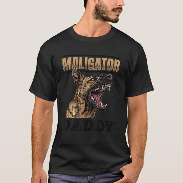 Belgisk Malinois Hundras Maligator Pappa  T Shirt (Framsida)