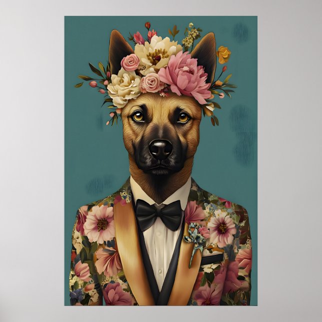 Belgisk Malinois i kostymaffisch, Belgisk Malinois Poster (Framsidan)