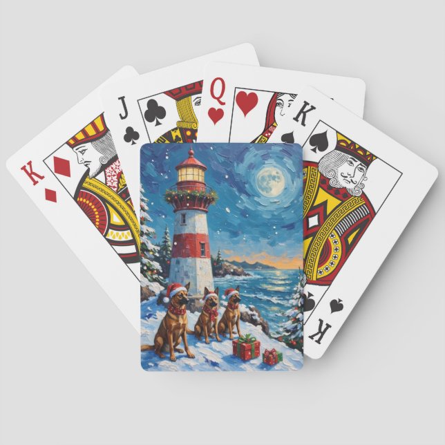 Belgisk Malinois jul fyr semester Casinokort (Baksidan)