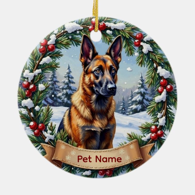 Belgisk Malinois jul Julgransprydnad Keramik (Baksidan)