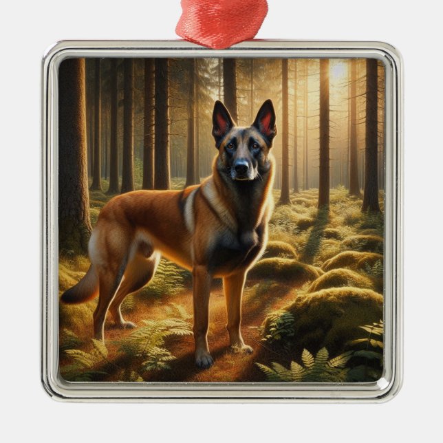 Belgisk Malinois Julgransprydnad Metall (Framsidan)