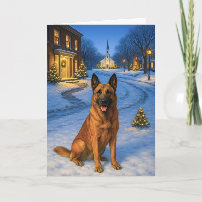 Belgisk Malinois Julkort Helgkort (Framsida)