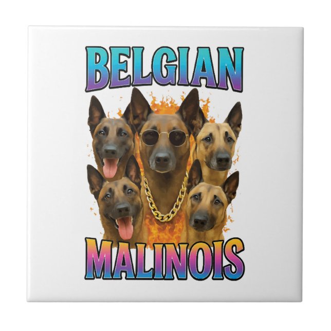 Belgisk Malinois Kopia Kakelplatta (Framsidan)