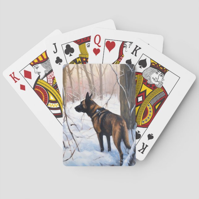 Belgisk Malinois Låt Det Snö Jul Casinokort (Baksidan)