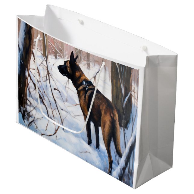 Belgisk Malinois Låt Det Snöa Jul (Framsidan Vinklad)