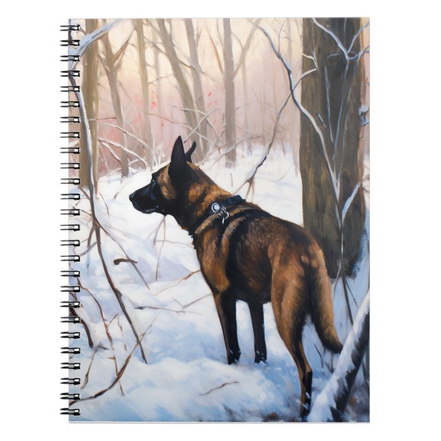 Belgisk Malinois Låt Det Snöa Jul Anteckningsbok (Framsidan)