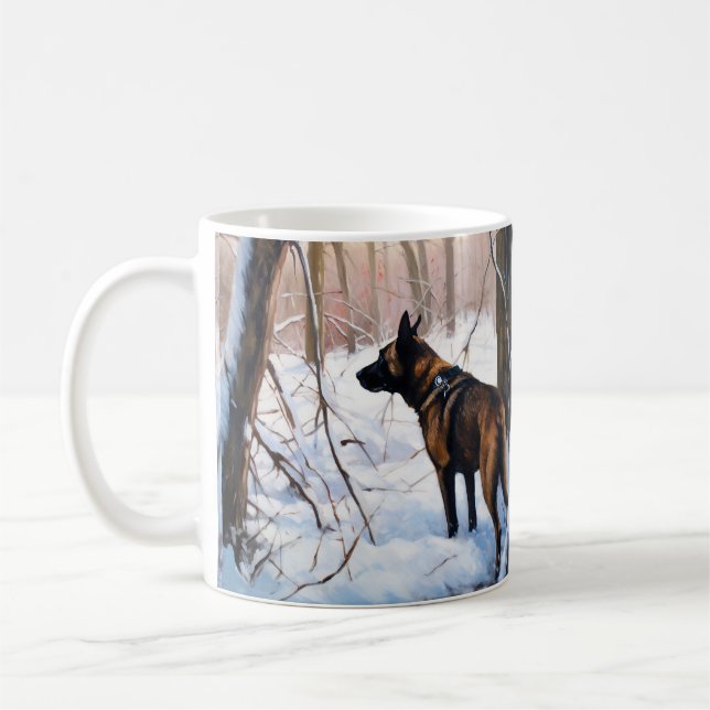 Belgisk Malinois Låt Det Snöa Jul Kaffemugg (Vänster)