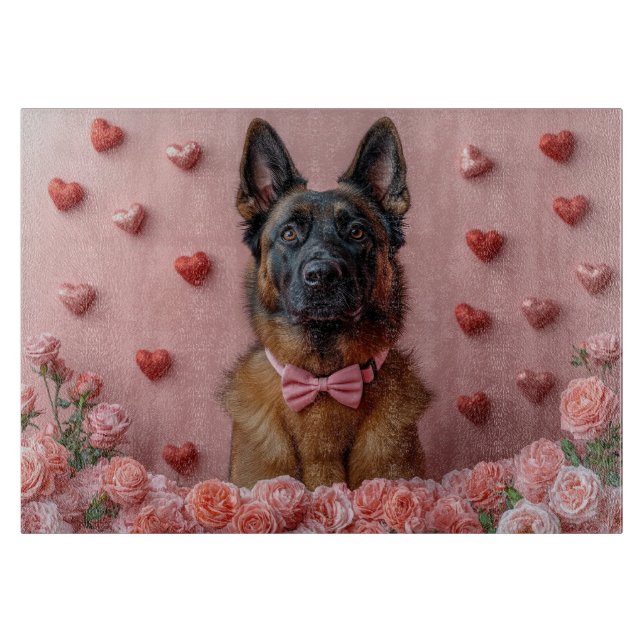 Belgisk Malinois med rosor - Alla hjärtans dag  (Framsidan)