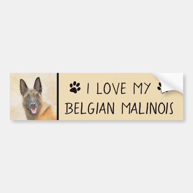 Belgisk malinois Painting - Cute Original Hund Art Bildekal (Framsidan)