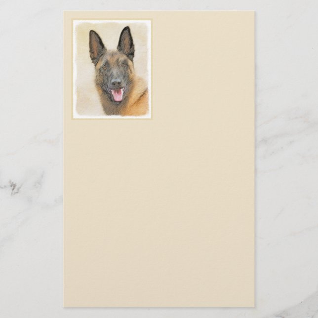Belgisk malinois Painting - Cute Original Hund Art Brevpapper (Framsida)