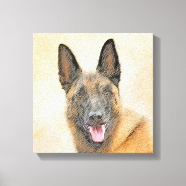 Belgisk malinois Painting - Cute Original Hund Art Canvastryck (Framsida)