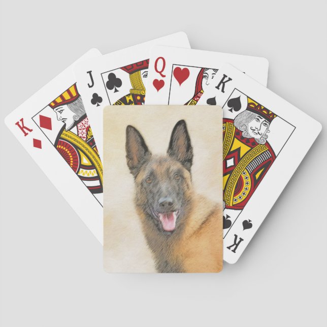 Belgisk malinois Painting - Cute Original Hund Art Casinokort (Baksidan)