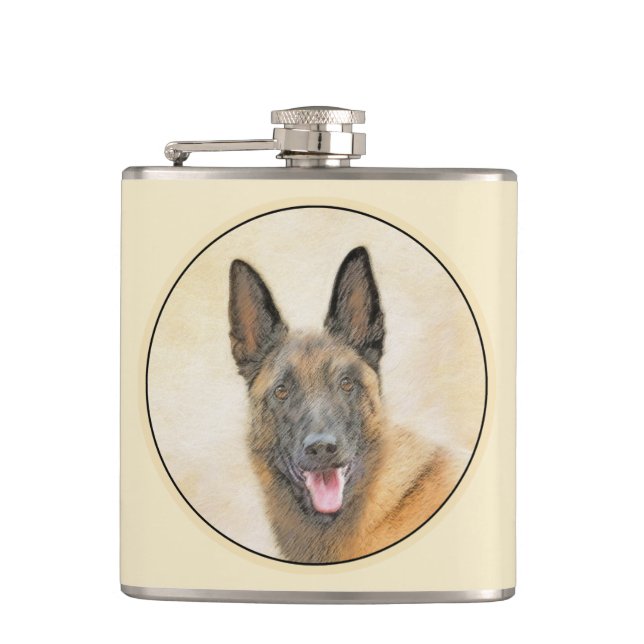 Belgisk malinois Painting - Cute Original Hund Art Fickplunta (Framsidan)