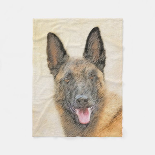 Belgisk malinois Painting - Cute Original Hund Art Fleecefilt (Framsidan)