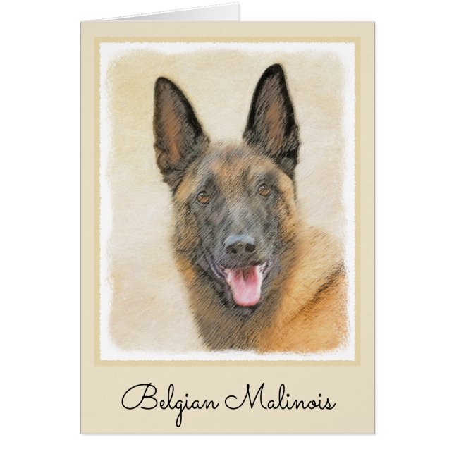 Belgisk malinois Painting - Cute Original Hund Art Hälsningskort (Framsidan)