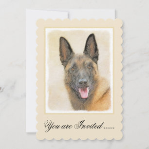 Belgisk malinois Painting - Cute Original Hund Art Inbjudningar