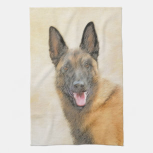 Belgisk malinois Painting - Cute Original Hund Art Kökshandduk