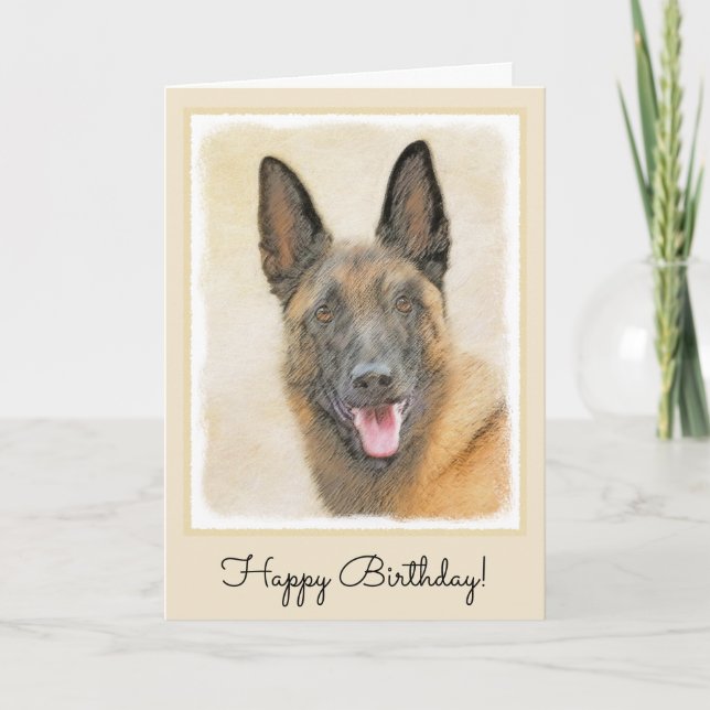 Belgisk malinois Painting - Cute Original Hund Art Kort (Framsida)