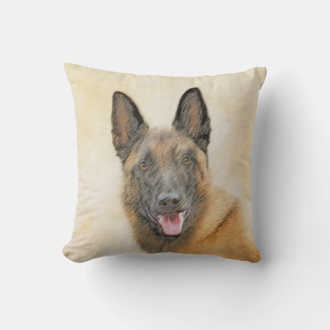 Belgisk malinois Painting - Cute Original Hund Art Kudde (Framsida)