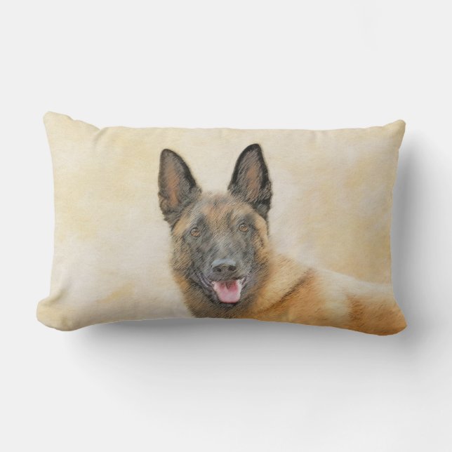 Belgisk malinois Painting - Cute Original Hund Art Lumbarkudde (Framsida)