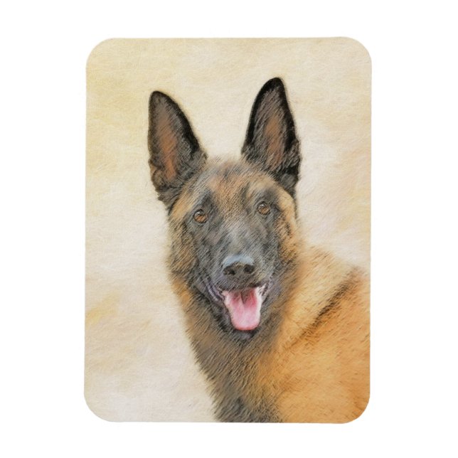 Belgisk malinois Painting - Cute Original Hund Art Magnet (Vertikal)