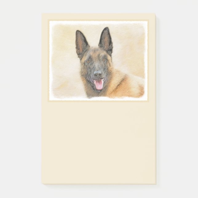 Belgisk malinois Painting - Cute Original Hund Art Post-it Block (Framsida)