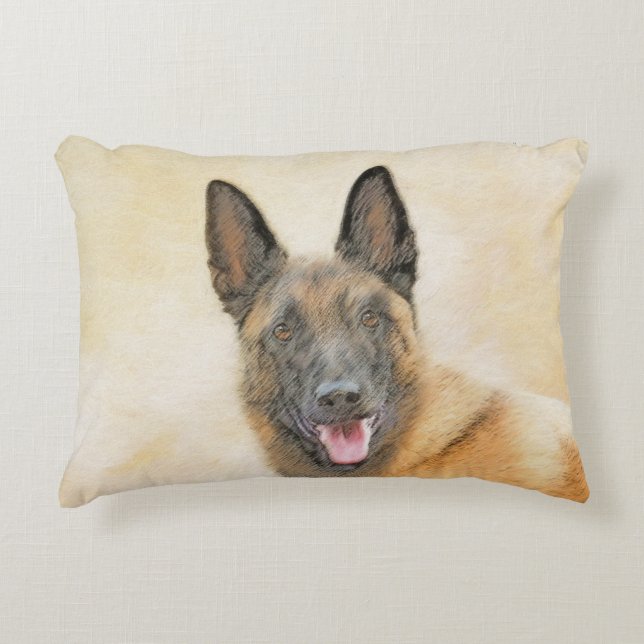 Belgisk malinois Painting - Cute Original Hund Art Prydnadskudde (Framsidan)