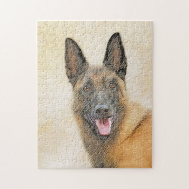 Belgisk malinois Painting - Cute Original Hund Art Pussel (Vertikal)