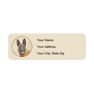 Belgisk malinois Painting - Cute Original Hund Art Returadress Etikett