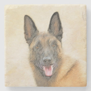 Belgisk malinois Painting - Cute Original Hund Art Stenunderlägg
