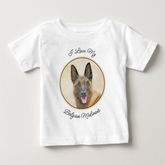 Belgisk malinois Painting - Cute Original Hund Art T Shirt (Framsida)