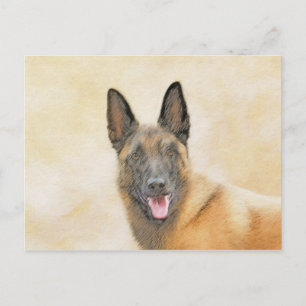Belgisk malinois Painting - Cute Original Hund Art Vykort
