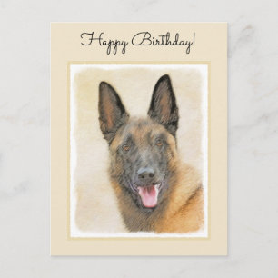 Belgisk malinois Painting - Cute Original Hund Art Vykort