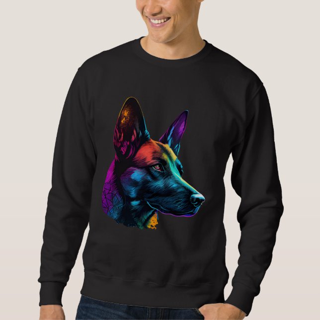 Belgisk Malinois Pop Belgisk Malinois Lång Ärmad Tröja (Framsida)