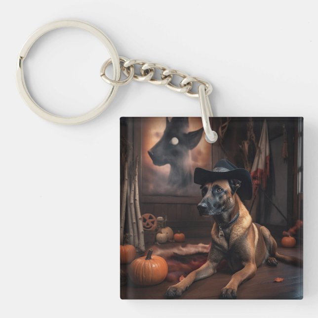 Belgisk Malinois Pumpa Halloween Skräckinjagande (Framsidan)