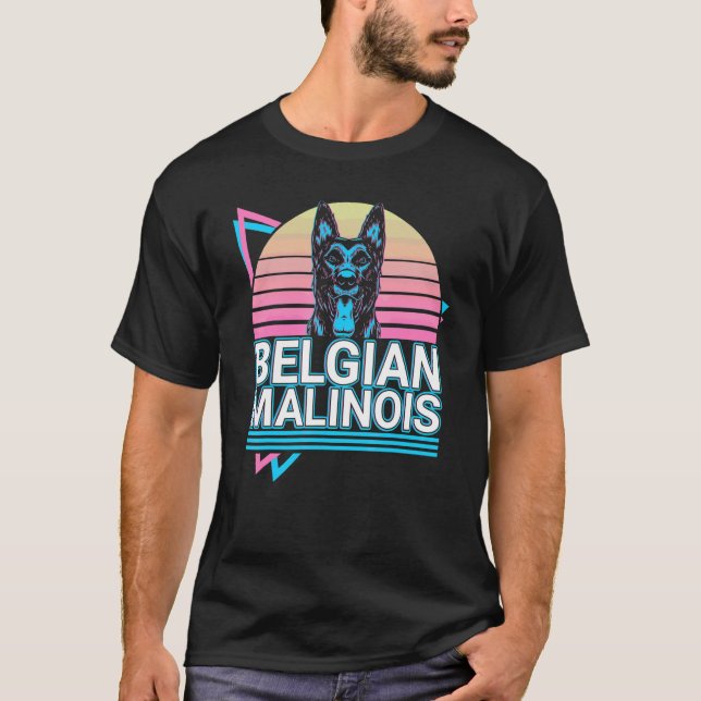 Belgisk Malinois Retro T Shirt (Framsida)