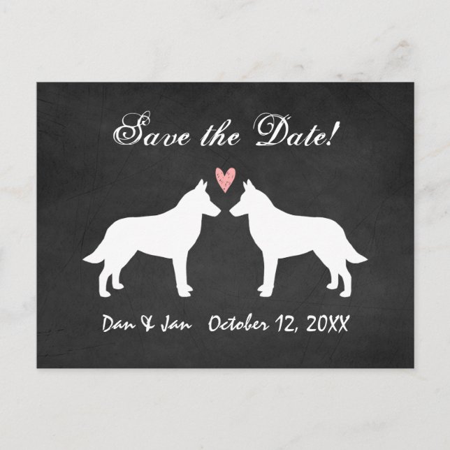 Belgisk Malinois-väggklocka Bröllop Save the Date Meddelande Vykort (Framsida)