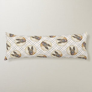 Belgisk Malinois Vallhund Mahogny Målning Konst Kroppskudde
