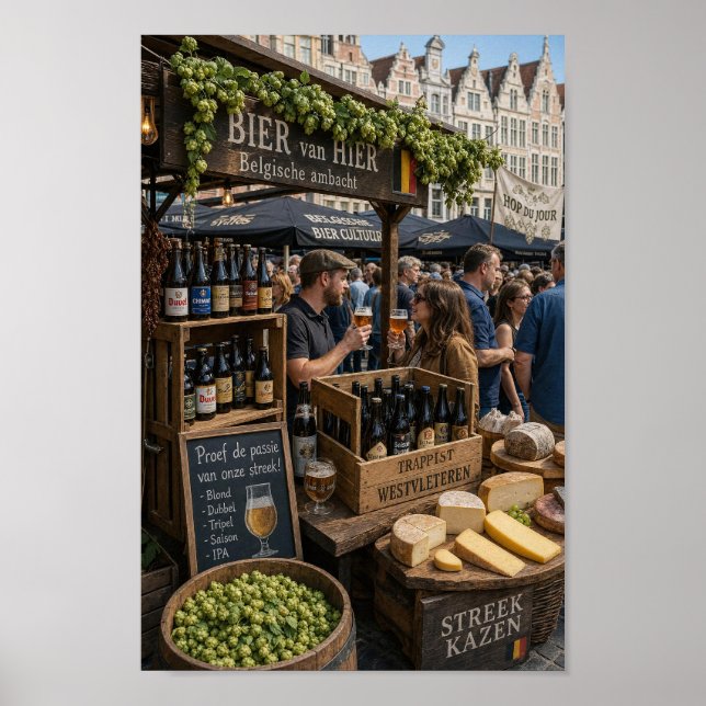 Belgisk marknadsölssmakningsscensaffisch poster (Framsidan)