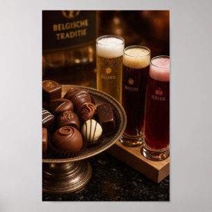 Belgisk öl- och chokladritualaffisch poster
