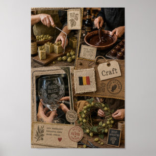 Belgisk öl- och chokladskraftsaffisch poster