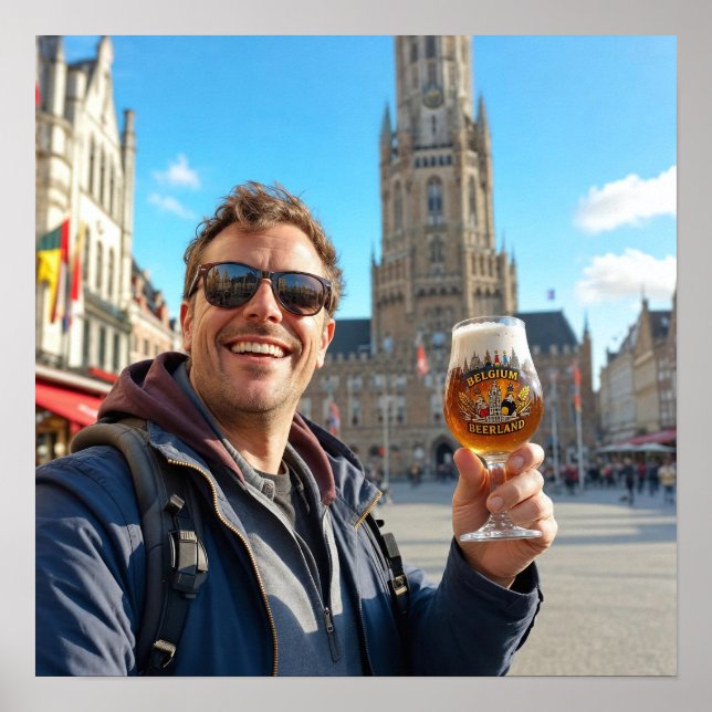 Belgisk Ölfärd Genom Brygge Affisch (Framsidan)