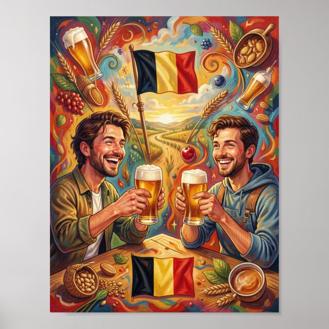 Belgisk Ölfärdsvänskapsaffisch Poster (Framsidan)