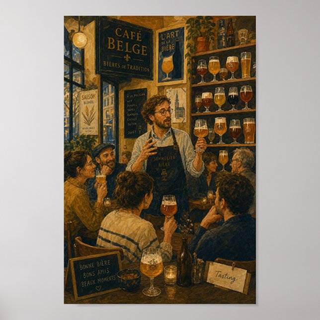 Belgisk ölsmakningscafé scenaffisch poster (Framsidan)