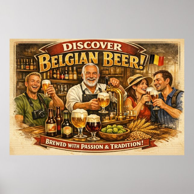 Belgisk Ölutskänknings Traditions Scen Affisch (Framsidan)