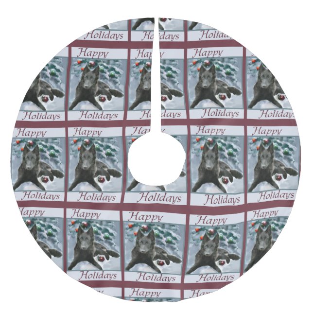 Belgisk Sheepdog-jul Julgransmatta Borstad Polyester (Framsidan)