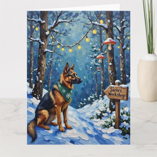 Belgisk Shepherd Jul Förtrollad Skog Kort (Framsida)