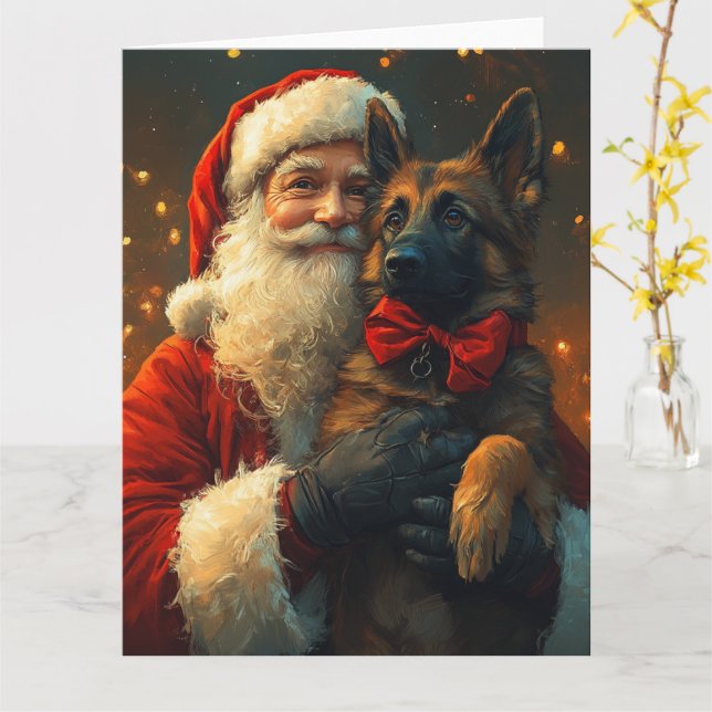 Belgisk shepherd Jultomten Festive jul Kort (Gul blomma)