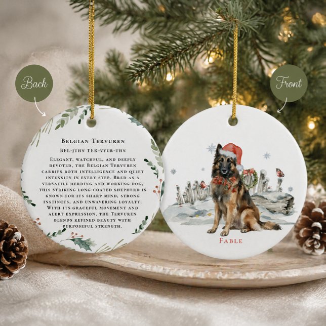 Belgisk Tervuren Hund Monogram Julgransprydnad Keramik (Skapare uppladdad)