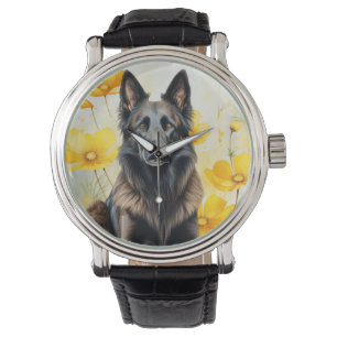 Belgisk Tervuren hundälskare och vallmo Armbandsur